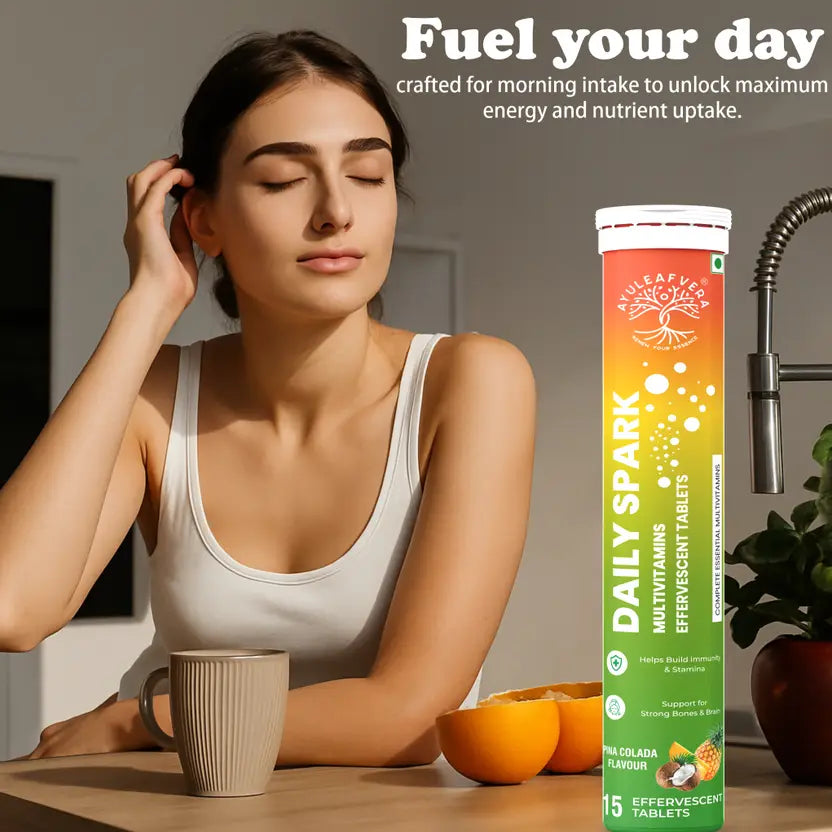 Ayuleafvera Daily Spark Multivitamins for Immunity & Brain Power in Pina Colada Flavored (15 Tablets)