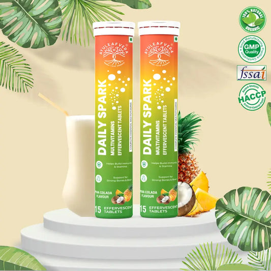 Ayuleafvera Daily Spark Multivitamins for Immunity & Brain Power in Pina Colada Flavored  (15 Tablets)