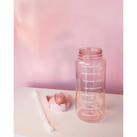 Contemporary Transparent Motivational Water Bottle with Time Markers