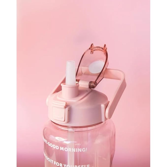 Contemporary Transparent Motivational Water Bottle with Time Markers