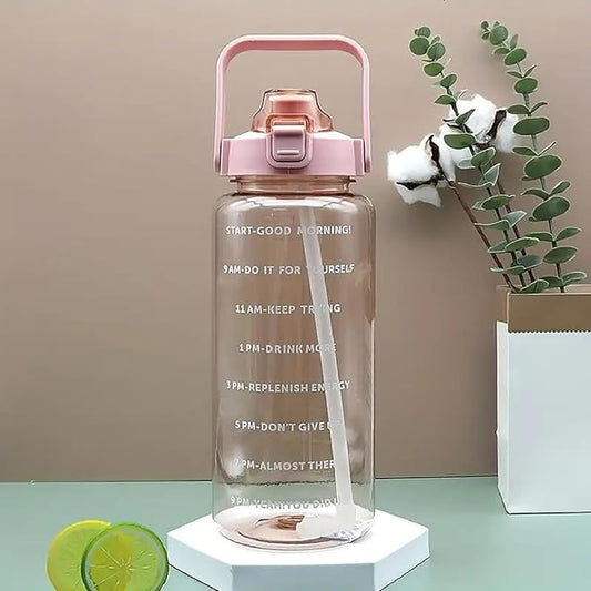 Contemporary Transparent Motivational Water Bottle with Time Markers