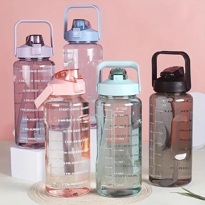 Contemporary Transparent Motivational Water Bottle with Time Markers