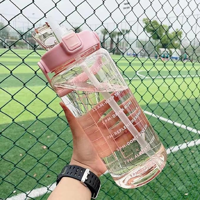 Contemporary Transparent Motivational Water Bottle with Time Markers